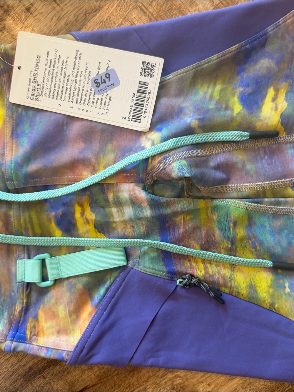 lululemon size 2 Purple Multicolor Bike Shorts with Mint Accents